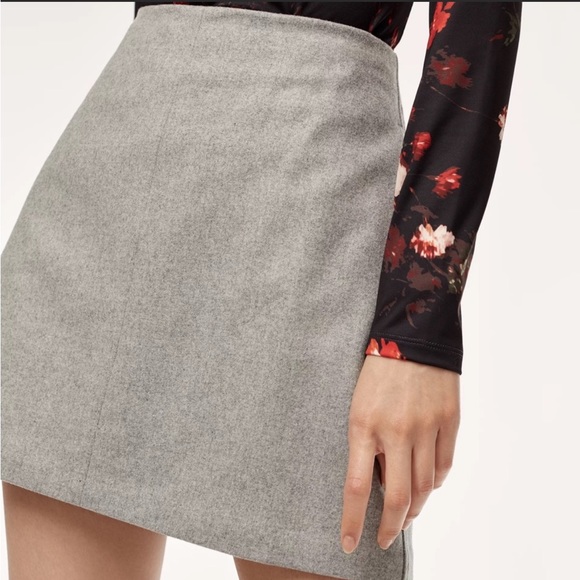 WILFRED ARITZIA grey A line mini skirt wool cashmere - Picture 2 of 5
